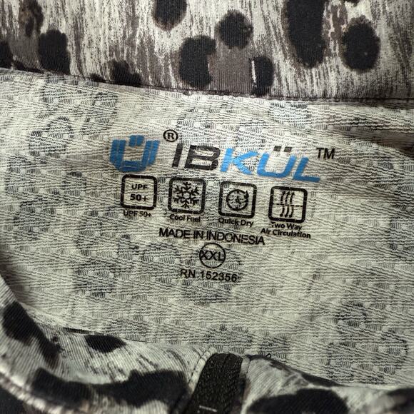 IBKUL Icefil COOL Le Leopard Animal Print Mock Neck Long Sleeve Top Size XXL 2X - Picture 4 of 8
